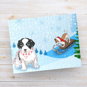 Border Collies haben etwas Winterurlaubsspaß Puzzle
