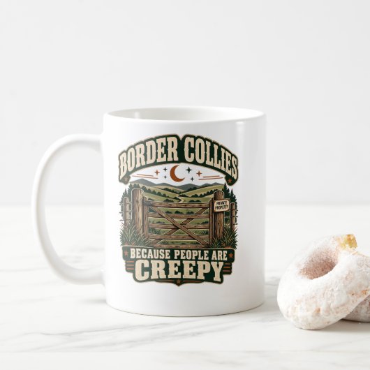 Border Collies Weil Menschen unheimlich sind Hunde Kaffeetasse (Mit Donut)
