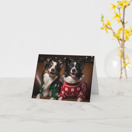 Border Collieses Weihnachtskarte Karte (Gelbe Blume)