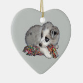 Border-Colliewelpen-Blau merle Keramikornament (Rechts)