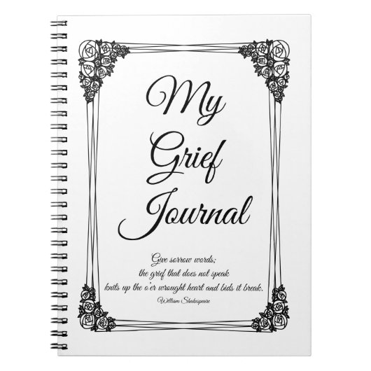 Border Gkurze Journal in Schwarz und Weiß Rose Notizblock (Vorderseite)