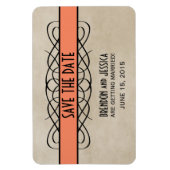 Border Save the Date Magnet, Orange geblüht Magnet (Vertikal)