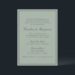 Border Script Elegant Wedding Olive Gray RSVP Einladung<br><div class="desc">This wedding invitation features a dusty sage green background,  soft black refined serif lettering,  and a clean border.</div>