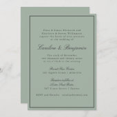 Border Script Elegant Wedding Olive Gray RSVP Einladung (Vorne/Hinten)