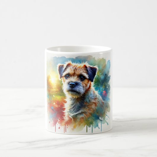 Border Terrier 030724AREF116 - Watercolor Kaffeetasse (Mittel)