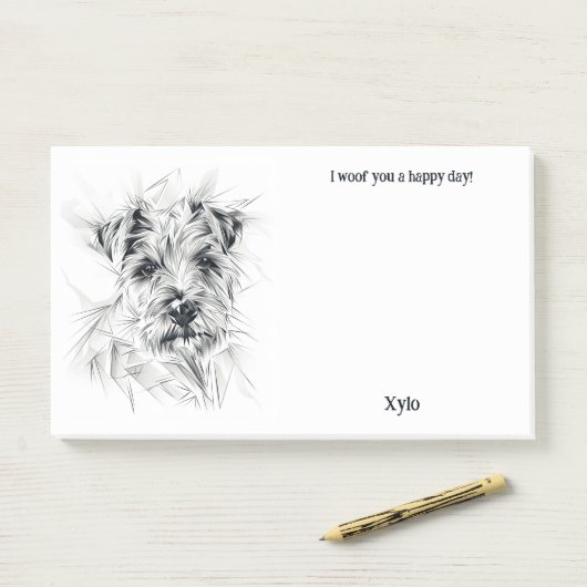 Border Terrier Abstrakt Art Dog Name Post-it Klebezettel (Auf Schreibtisch)