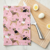 Border Terrier Bones and Paws Küchentuch (Viertel Falte)