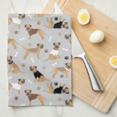 Border Terrier Bones and Paws Küchentuch (Viertel Falte)