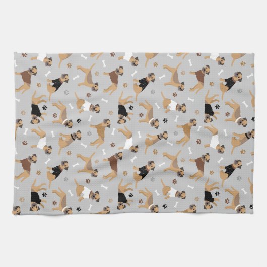 Border Terrier Bones and Paws Küchentuch (Horizontal)