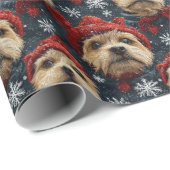 Border Terrier Christmas Geschenkpapier (Rolleneckpunkt)