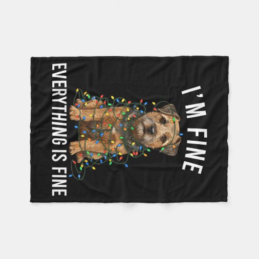 Border Terrier Christmas I'm Fine Everything Is Fi Fleecedecke (Vorderseite (Horizontal))
