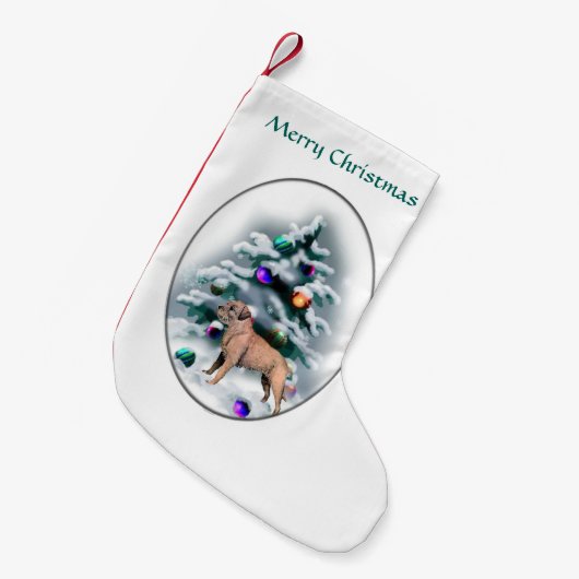Border Terrier Christmas Kleiner Weihnachtsstrumpf (Vorderansicht (hängend))