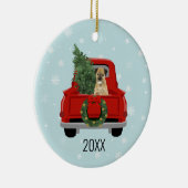 Border Terrier Christmas Red Truck Keramik Ornament (Rechts)