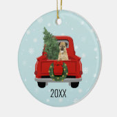 Border Terrier Christmas Red Truck Keramik Ornament (Links)