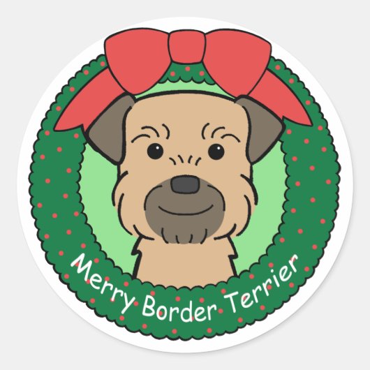 Border Terrier Christmas Runder Aufkleber (Vorderseite)