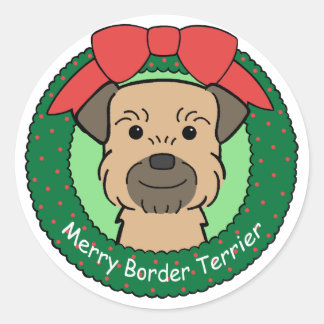 Border Terrier Christmas Runder Aufkleber