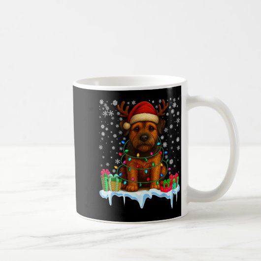 Border Terrier Christmas Santa Hat Reindeer Pajama Kaffeetasse (Rechts)