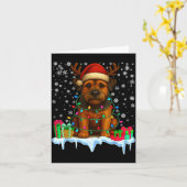 Border Terrier Christmas Santa Hat Reindeer Pajama Karte (Gelbe Blume)