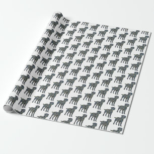 Border Terrier Dog Gelb & Schwarzes Gitter Weiß Geschenkpapier
