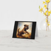 Border Terrier Dog Karte (Gelbe Blume)