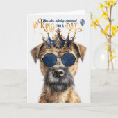 Border Terrier Dog King für Day Funny Birthday Karte (Gelbe Blume)