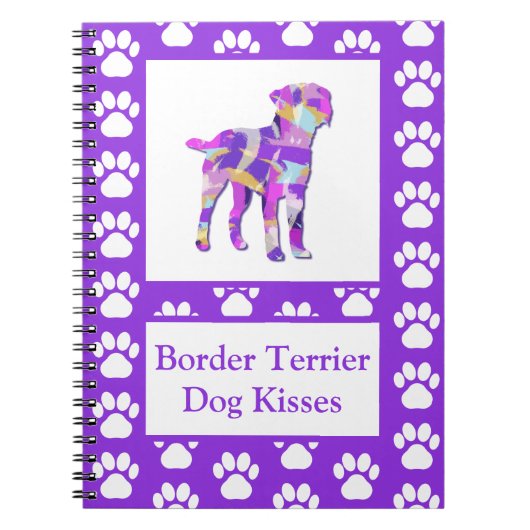 Border Terrier Dog Kisses Silhouette Niedlich PPY& Notizblock (Vorderseite)
