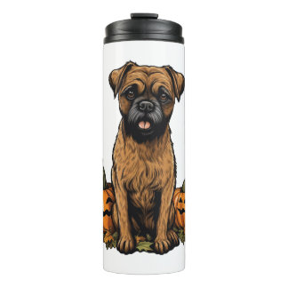 Border Terrier Dog Pumpkin Lazy Halloween-Party Thermosbecher