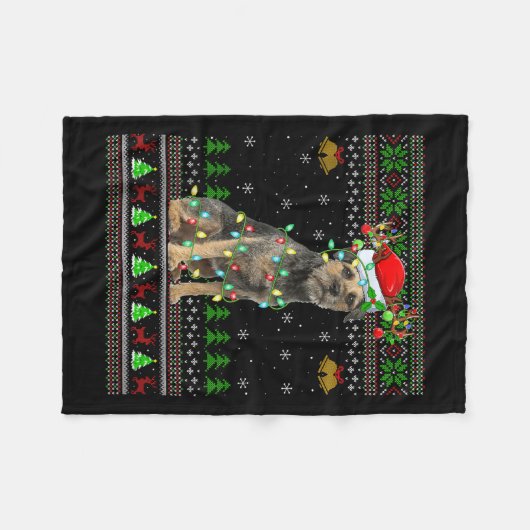 Border Terrier Dog Ugly Christmas Sweater Holiday Fleecedecke (Vorderseite (Horizontal))