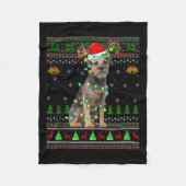 Border Terrier Dog Ugly Christmas Sweater Holiday Fleecedecke (Vorderseite)