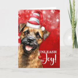 Border Terrier Dog Unleash the Joy Christmas Feiertagskarte
