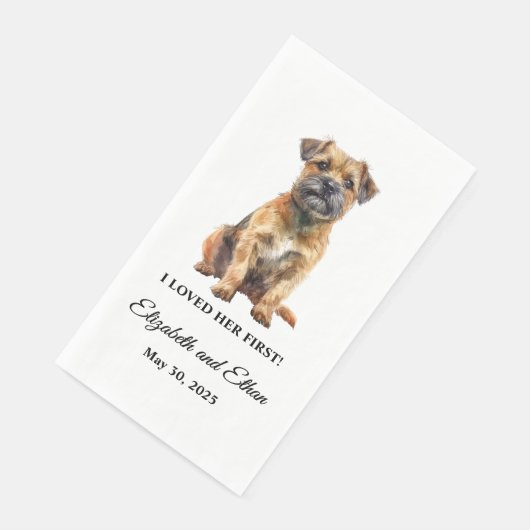 Border Terrier Dog Wedding Serviette (Ecke)