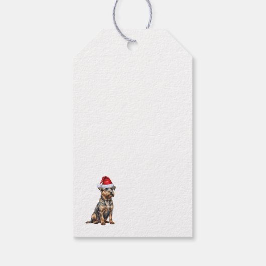 Border Terrier Dog Weihnachtsfeiertag Geschenkanhänger (Rückseite)