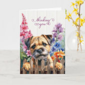 Border Terrier Dog with Gladiolus Thinking of You Karte (Gelbe Blume)