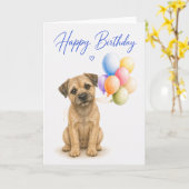 Border Terrier Geburtstag Karte (Gelbe Blume)