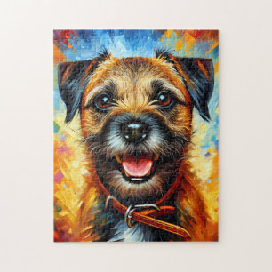 Border Terrier Hund Portrait Acryl Kunst Druck Hun Puzzle
