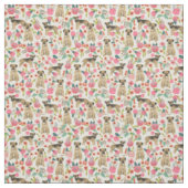 Border Terrier Hund Vintage Blumen Cream Stoff (Muster)
