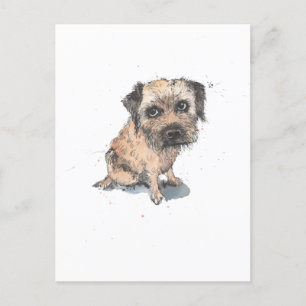 Border Terrier Illustration, lustiger niedlicher H Postkarte