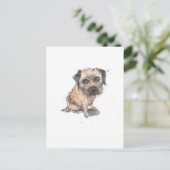 Border Terrier Illustration, lustiger niedlicher H Postkarte (Stehend Vorderseite)