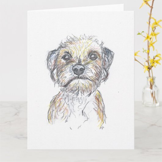 Border Terrier Karte (Gelbe Blume)