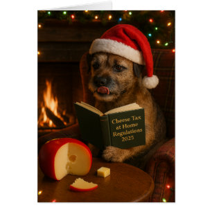 Border Terrier 'Käse-Steuer' Weihnachtskarte