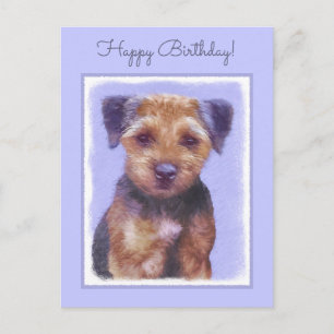 Border Terrier Malerei - Süße originelle Hundekuns Postkarte