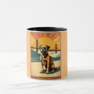 Border Terrier, Mitte des Jahrhunderts modern, Gol Tasse