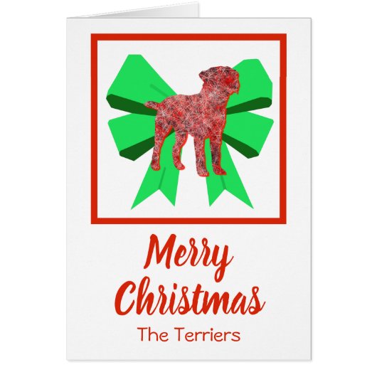 Border Terrier Niedlicher Weihnachtshund & Grüner (Vorne)