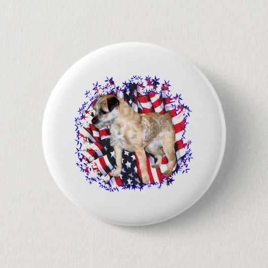 Border Terrier Patriot Button (Vorderseite)