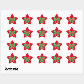 Border Terrier Red Dog & Green Bow Weihnachten Stern-Aufkleber (Blatt)