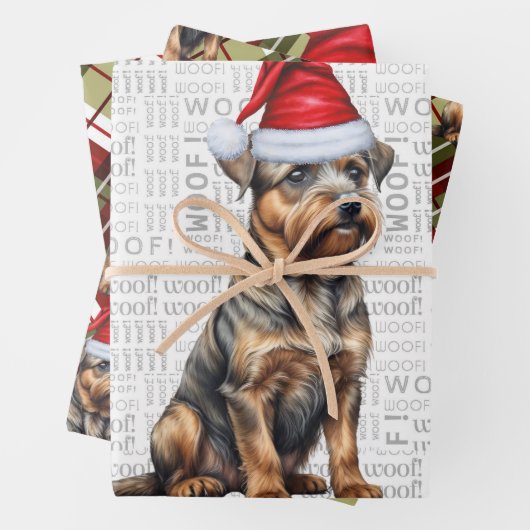 Border Terrier Red Green Kariert Weihnachten Geschenkpapier Set (Beispiel)