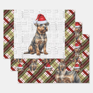 Border Terrier Red Green Kariert Weihnachten Geschenkpapier Set