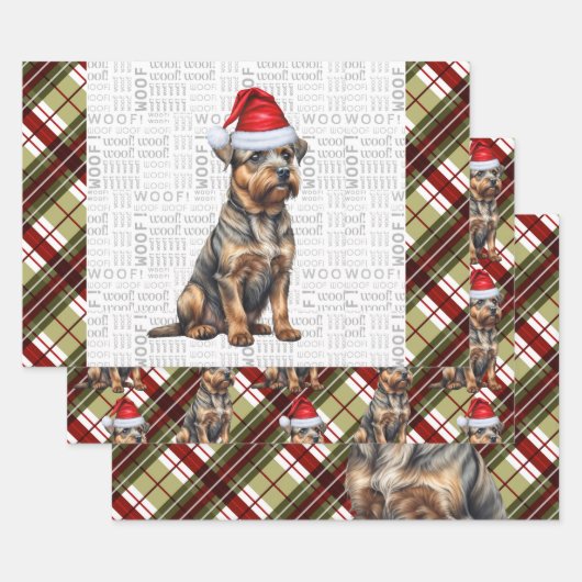 Border Terrier Red Green Kariert Weihnachten Geschenkpapier Set (Set)
