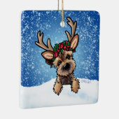 Border Terrier Rentier Keramik Ornament (Rechts)