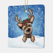 Border Terrier Rentier Keramik Ornament (Links)